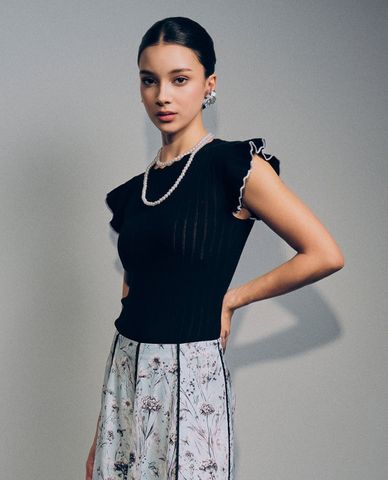  GIGI - Áo kiểu nữ cổ tròn tay ngắn hiện đại 