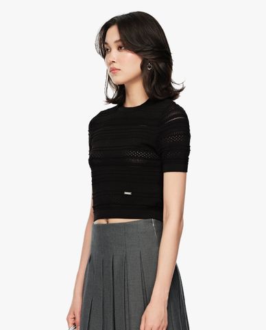  GIGI - Áo kiểu nữ cổ tròn tay ngắn phom ôm 