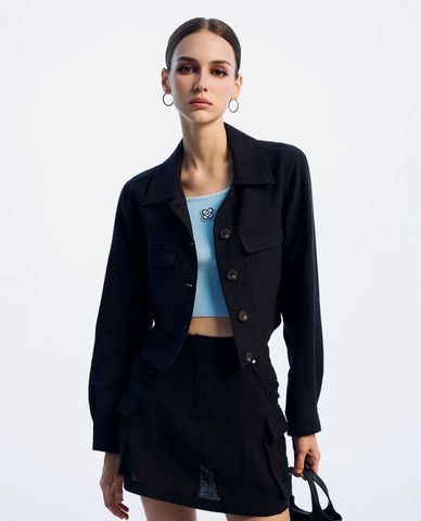  GIGI - Áo khoác sơ mi tay dài phom croptop trẻ trung 