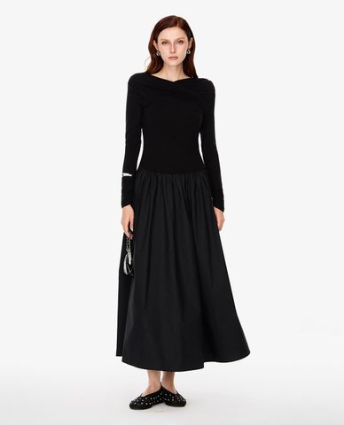  GIGI - Đầm midi cổ đắp chéo tay dài 