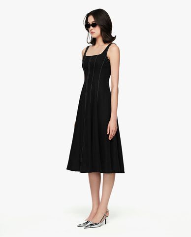  GIGI - Đầm hai dây midi cổ vuông 