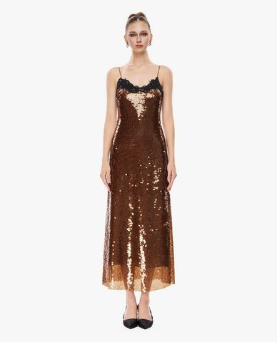  GIGI - Đầm hai dây maxi phối ren đính sequin 