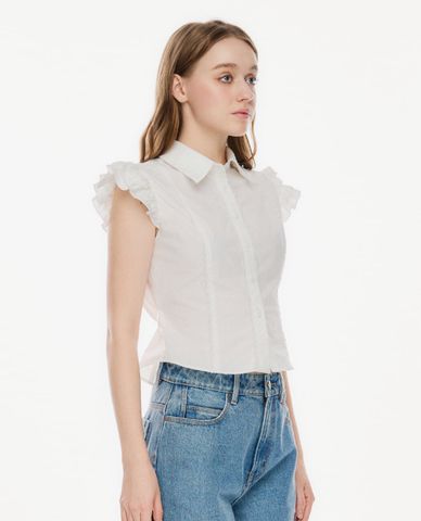  GIGI - Áo sơ mi nữ cổ bẻ tay bèo chiết eo 