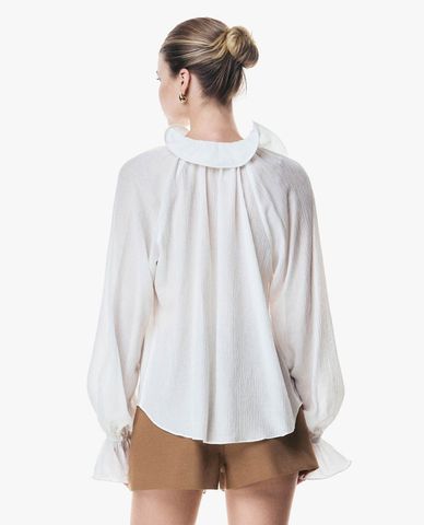 GIGI - Áo kiểu nữ cổ bèo tay phồng phối dây rút 