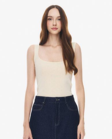  GIGI - Áo hai dây nữ cổ vuông họa tiết đục lỗ nhí 