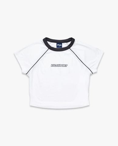  FILA - Áo croptop nữ cổ tròn tay ngắn Sports x Balletcore 