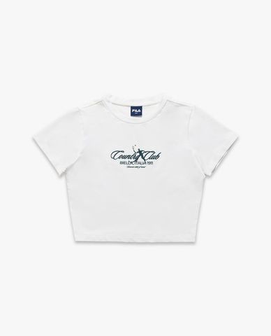  FILA - Áo croptop nữ cổ tròn tay ngắn Origin 