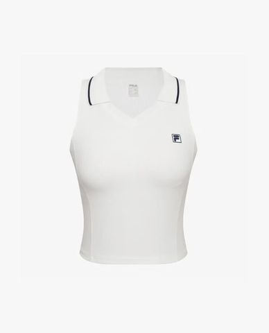  FILA - Áo ba lỗ thể thao nữ cổ bẻ phối logo 