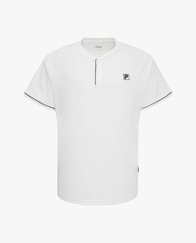  FILA - Áo thun unisex cổ henley tay ngắn phối logo 