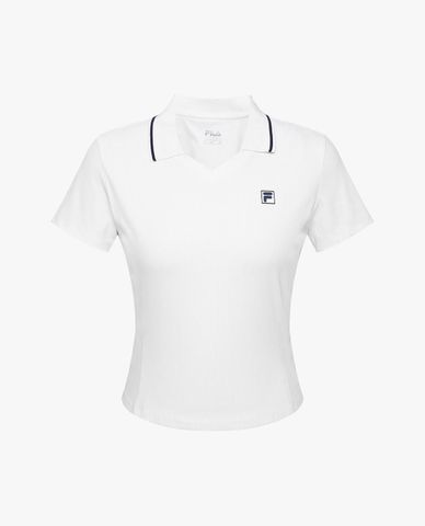  FILA - Áo polo nữ dệt kim cổ bẻ tay ngắn 