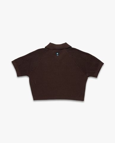  FILA - Áo croptop nữ dệt kim cổ bẻ Origin 