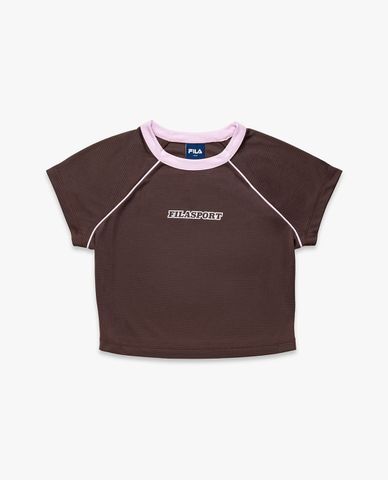  FILA - Áo croptop nữ cổ tròn tay ngắn Sports x Balletcore 