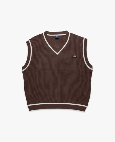  FILA - Áo khoác gilet unisex dệt kim cổ V Origin 