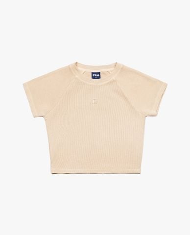  FILA - Áo croptop nữ cổ tròn tay ngắn Basic Vintage 