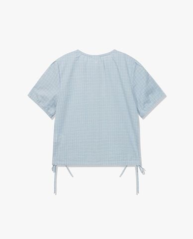  FILA - Áo kiểu nữ cổ tròn tay ngắn phối dây rút 