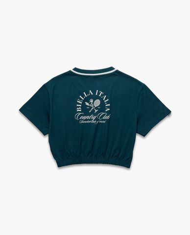  FILA - Áo croptop nữ cổ V tay ngắn Origin 