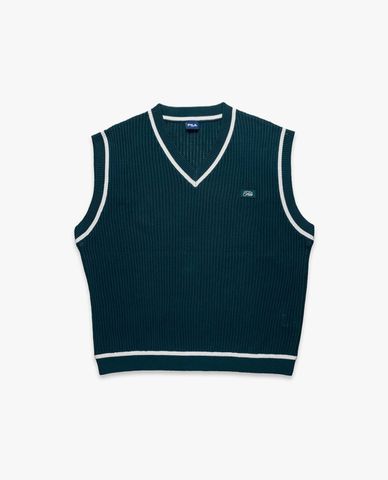  FILA - Áo khoác gilet unisex dệt kim cổ V Origin 