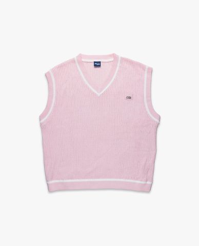  FILA - Áo khoác gilet unisex dệt kim cổ V Origin 