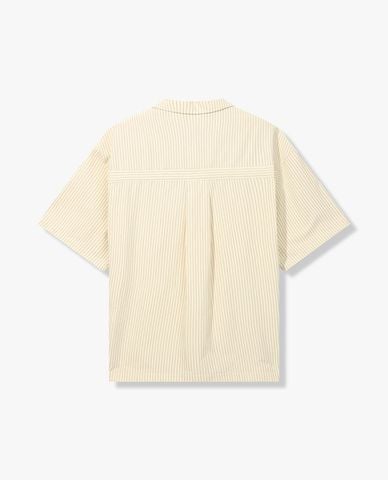  FILA - Áo khoác sơ mi unisex tay ngắn kẻ sọc 