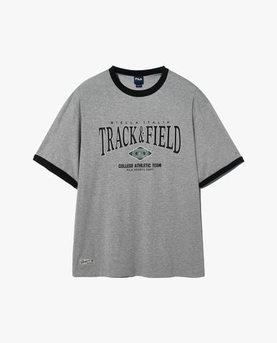  FILA - Áo thun unisex cổ tròn tay ngắn Track & Field Graphic Ringerty 