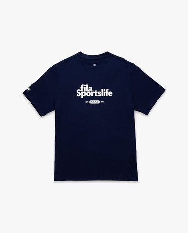  FILA - Áo thun thể thao unisex cổ tròn tay ngắn Fitness Graphic 