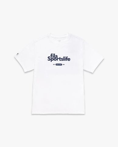  FILA - Áo thun thể thao unisex cổ tròn tay ngắn Fitness Graphic 