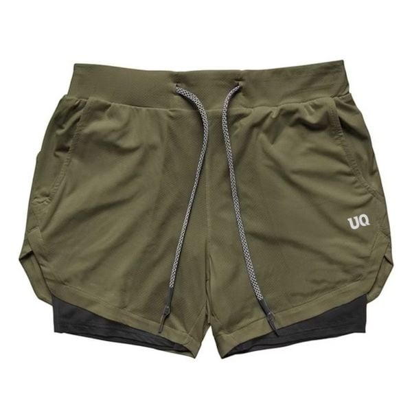  Quần Shorts Thể Thao 2 lớp - Rêu | Ghi Sáng 