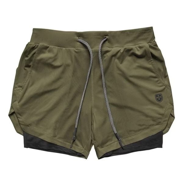  Quần Shorts Thể Thao 2 lớp - Rêu | Ghi Sáng 