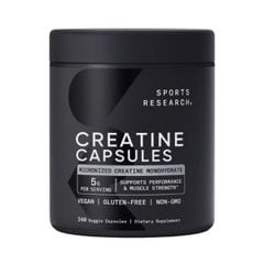 Sports Research Creatine Monohydrate Unflavored 240 Capsules