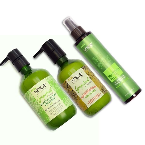 Combo Gội Xả & Xịt Dưỡng Tinh Dầu Bưởi Thiên Nhiên hiNICE Dành Cho Tóc Gãy Rụng