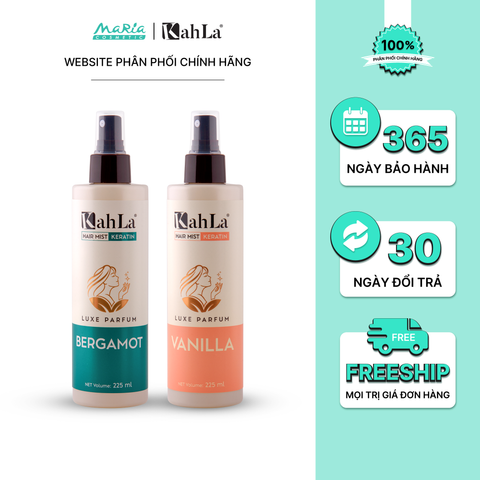Combo Xịt dưỡng tóc KahLa Keratin thơm tóc, dưỡng ẩm Bergamot & Vanilla 225ml