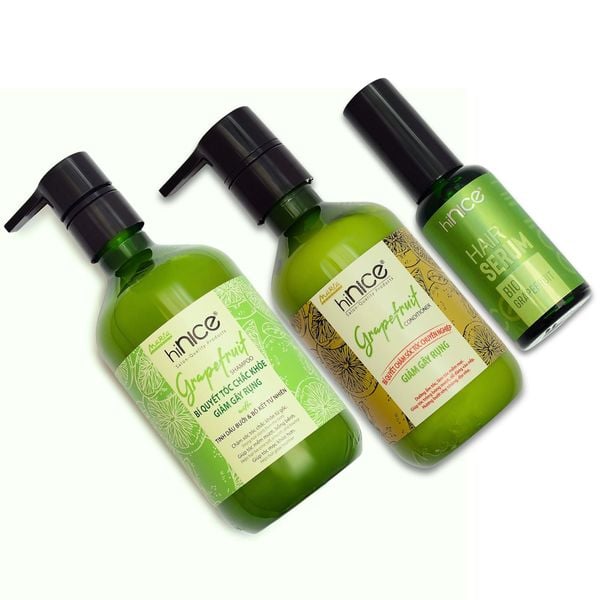 Bộ 3 Sản Phẩm Gội Xả & Serum Bưởi Thiên Nhiên hiNICE Dành Cho Tóc Gãy Rụng & Khô Xơ
