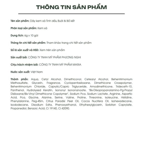 Dây kem xả hiNICE dưỡng tóc mềm mượt - Kem xả Tinh dầu Bưởi thiên nhiên 6g