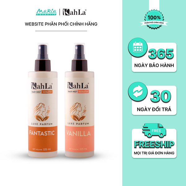 Combo Xịt dưỡng tóc KahLa Keratin thơm tóc, dưỡng ẩm Fantastic & Vanilla 225ml