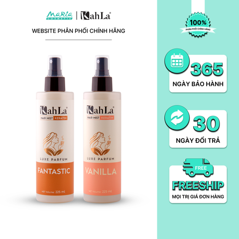 Combo Xịt dưỡng tóc KahLa Keratin thơm tóc, dưỡng ẩm Fantastic & Vanilla 225ml