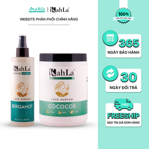 Combo KahLa Xịt dưỡng tóc Keratin Bergamot & Kem xả Cococos