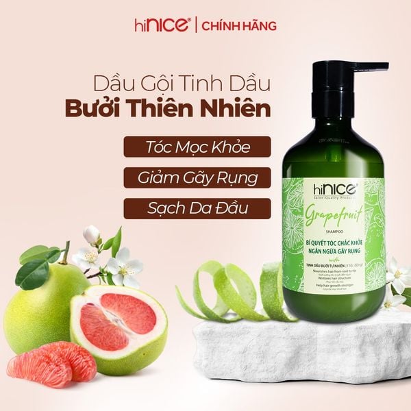 Bộ Dầu Gội Kem Xả Tinh Dầu Bưởi & Bồ Kết Thiên Nhiên hiNICE Grapefruit Dành Cho Tóc Gãy Rụng & Khô Xơ