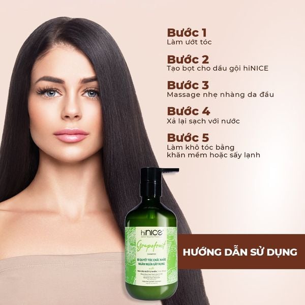 Bộ Dầu Gội Kem Xả Tinh Dầu Bưởi & Bồ Kết Thiên Nhiên hiNICE Grapefruit Dành Cho Tóc Gãy Rụng & Khô Xơ
