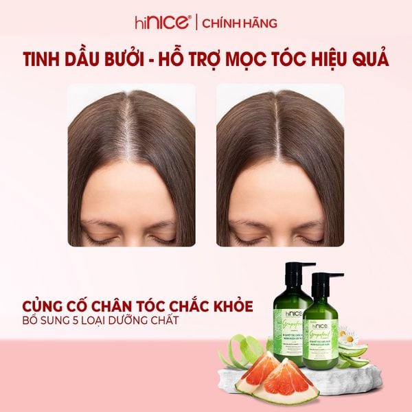Bộ Dầu Gội Kem Xả Tinh Dầu Bưởi & Bồ Kết Thiên Nhiên hiNICE Grapefruit Dành Cho Tóc Gãy Rụng & Khô Xơ