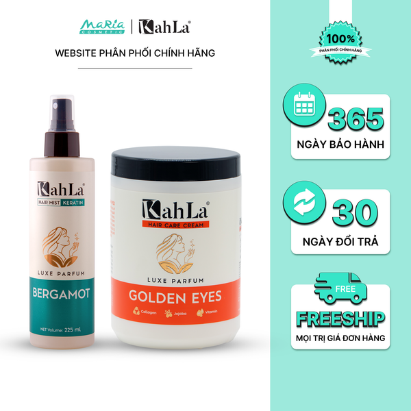 Combo KahLa Xịt dưỡng tóc Keratin Bergamot & Kem xả Golden Eyes