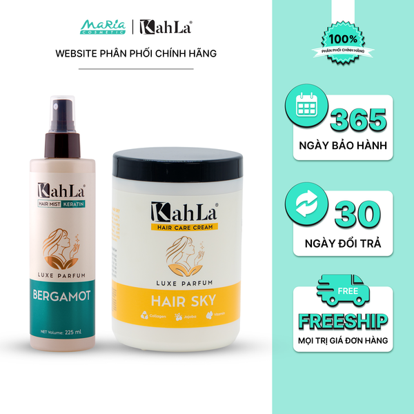 Combo KahLa Xịt dưỡng tóc Keratin Bergamot & Kem xả Hair Sky