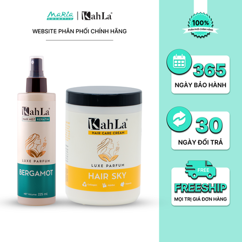 Combo KahLa Xịt dưỡng tóc Keratin Bergamot & Kem xả Hair Sky
