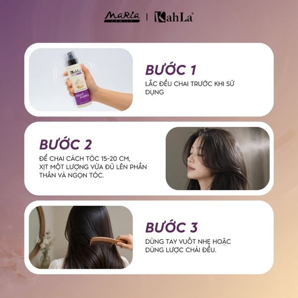 Xịt dưỡng tóc KahLa Keratin thơm tóc, dưỡng ẩm - Hương nước hoa Night Purple 225ml