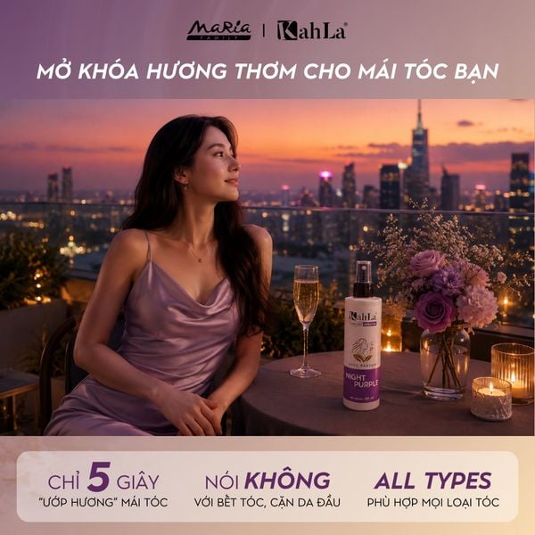 Xịt dưỡng tóc KahLa Keratin thơm tóc, dưỡng ẩm - Hương nước hoa Night Purple 225ml