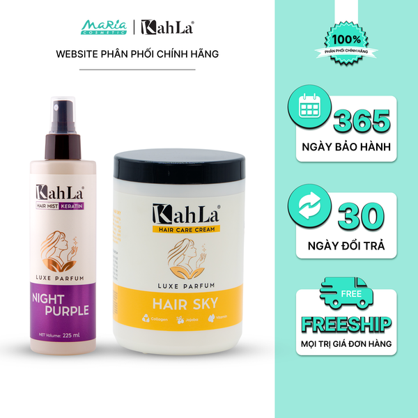 Combo KahLa Xịt dưỡng tóc Keratin Night Purple & Kem xả Hair Sky