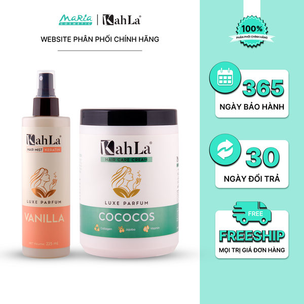 Combo KahLa Xịt dưỡng tóc Keratin Vanilla & Kem xả Cococos