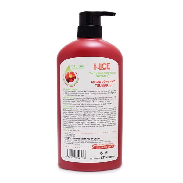 Dầu gội NICE Tsubaki Hoa Trà Đỏ - Phục hồi tóc hư tổn, nuôi dưỡng mềm mượt tự nhiên