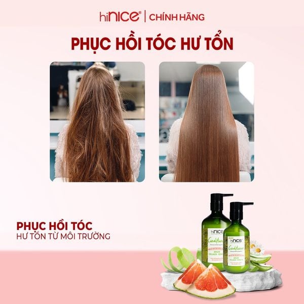 Bộ Dầu Gội Kem Xả Tinh Dầu Bưởi & Bồ Kết Thiên Nhiên hiNICE Grapefruit Dành Cho Tóc Gãy Rụng & Khô Xơ