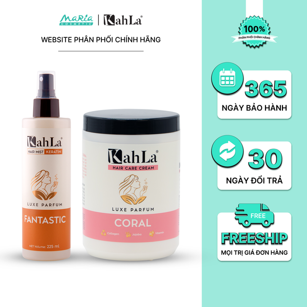 Combo KahLa Xịt dưỡng tóc Keratin Fantastic & Kem xả Coral