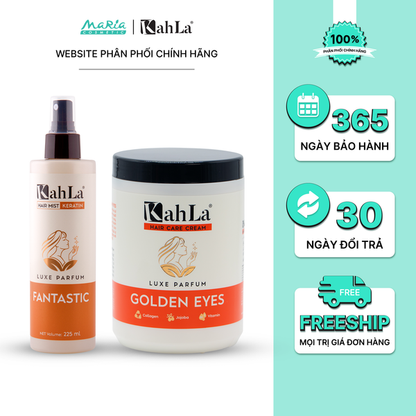 Combo KahLa Xịt dưỡng tóc Keratin Fantastic & Kem xả Golden Eyes